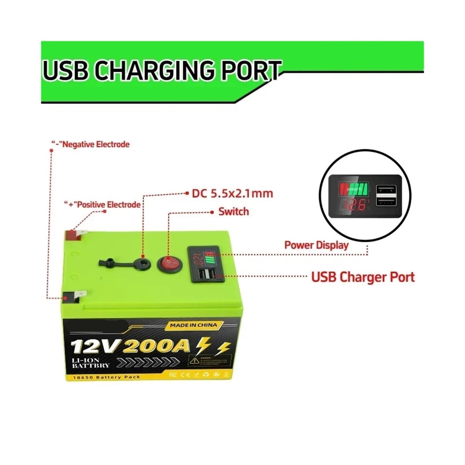 Batería De Ciclo Profundo LiFePO4 De Litio De Gran Capacidad De 12 V Y 200 Ah