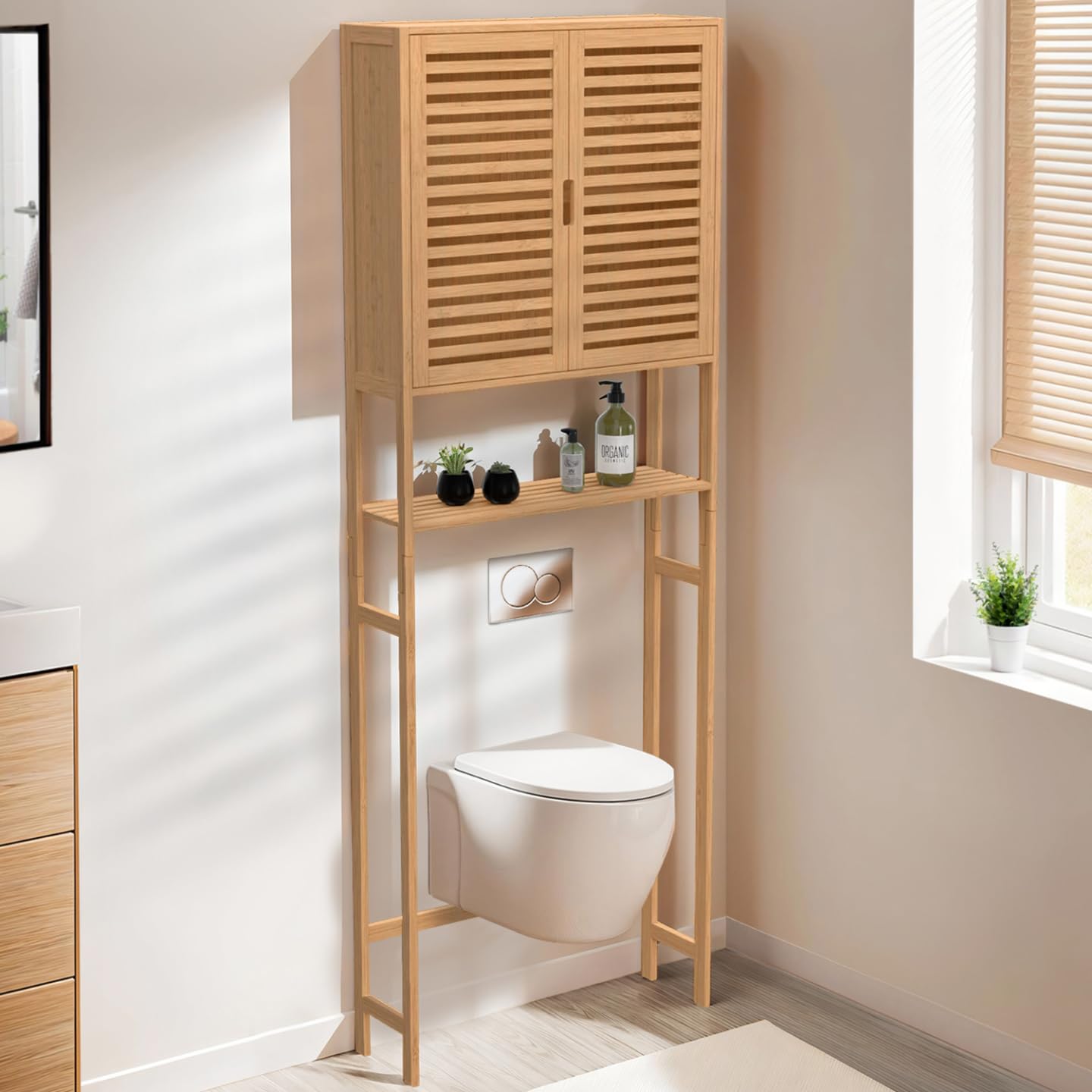 IDMarket - Regalmöbel Oberteil WC Schrank Bambus BEA