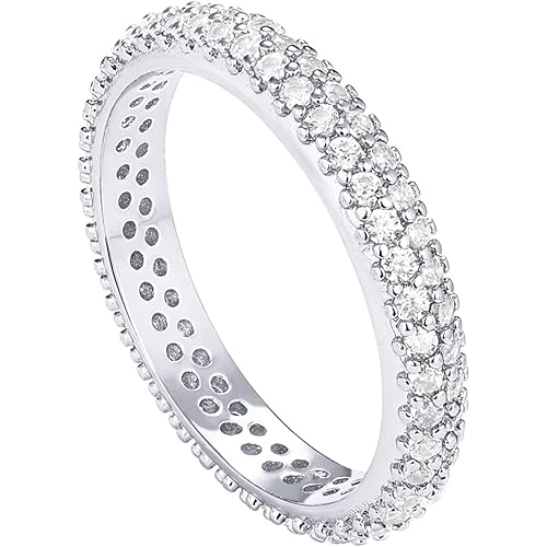 PAVOI 14K Gold Plated Cubic Zirconia Double Row Eternity Band for Women