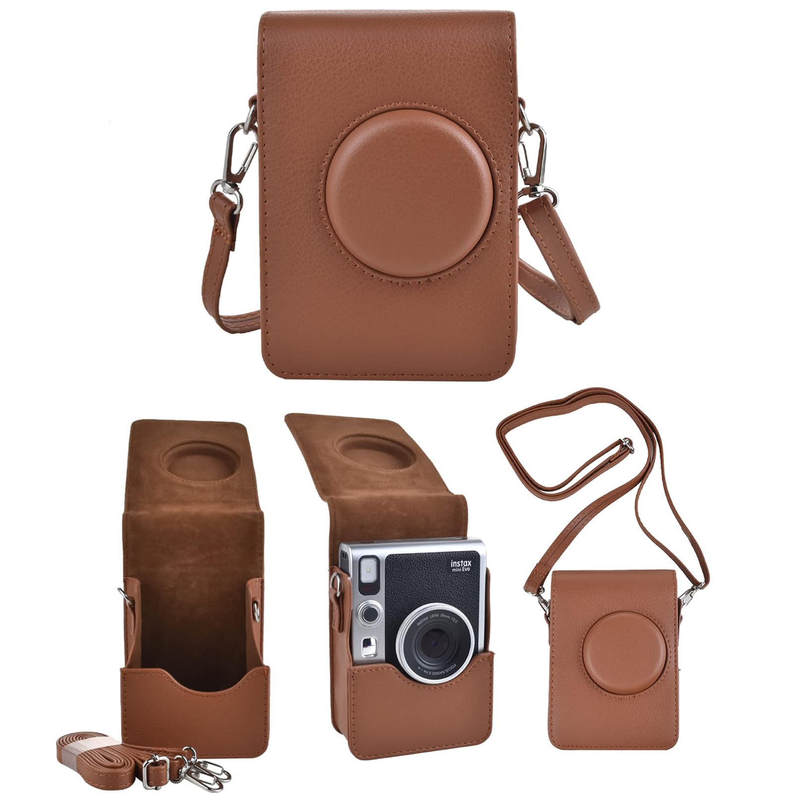Case for Instax Mini EVO - PU Leather Protective Bag with Adjustable Strap, Durable and Stylish Camera Cover for Fujifilm Instax Mini EVO, Convenient and Classic Design for Photography Enthusiasts