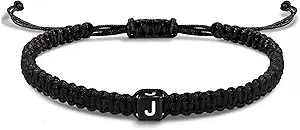 Initial Bracelets for Women Men Gifts for Her Teen Girl Best Friend Birthday Graduation Dainty Braided Bracelets Letter A-Z Charm Adjustable Link Mother's Day Jewelry Mom Christmas Gifts Valentine's Day Jewelry