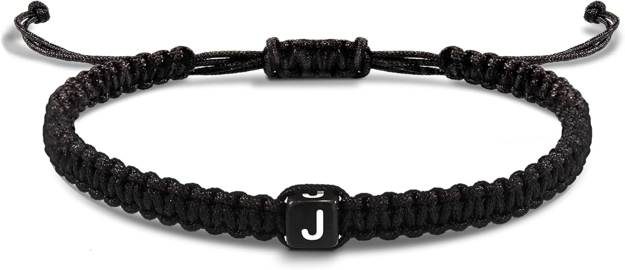 Initial Bracelets for Women Men Gifts for Her Teen Girl Best Friend Birthday Graduation Dainty Braided Bracelets Letter A-Z Charm Adjustable Link Mother's Day Jewelry Mom Christmas Gifts Valentine's Day Jewelry