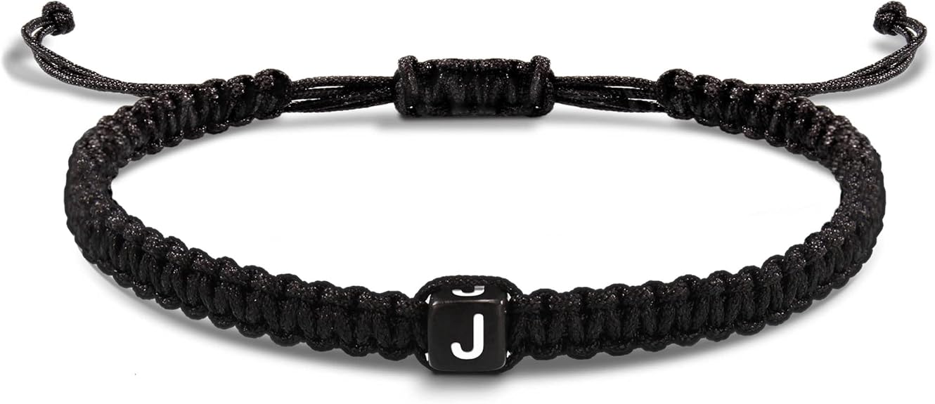 Initial Bracelets for Women Men Gifts for Her Teen Girl Best Friend Birthday Graduation Dainty Braided Bracelets Letter A-Z Charm Adjustable Link Mother's Day Jewelry Mom Christmas Gifts Valentine's Day Jewelry