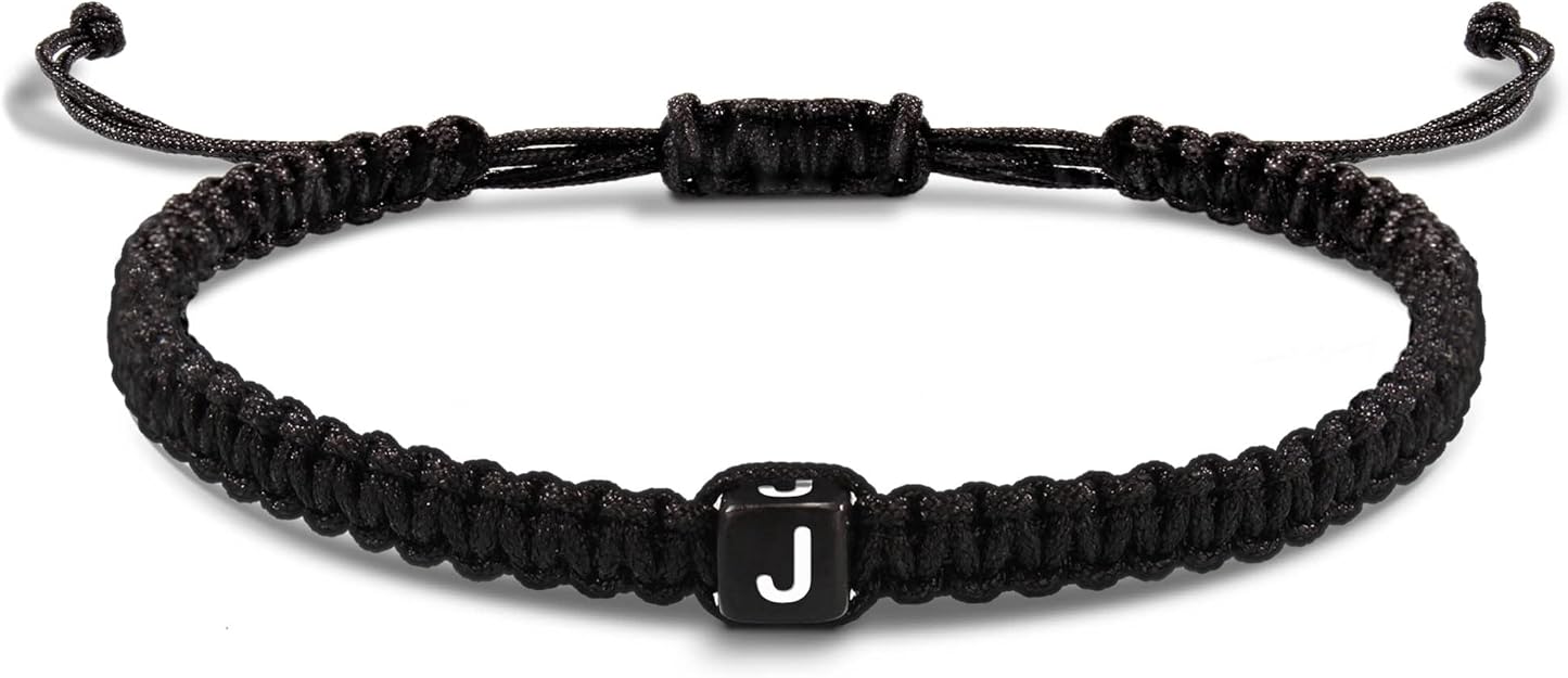Initial Bracelets for Women Men Gifts for Her Teen Girl Best Friend Birthday Graduation Dainty Braided Bracelets Letter A-Z Charm Adjustable Link Mother's Day Jewelry Mom Christmas Gifts Valentine's Day Jewelry