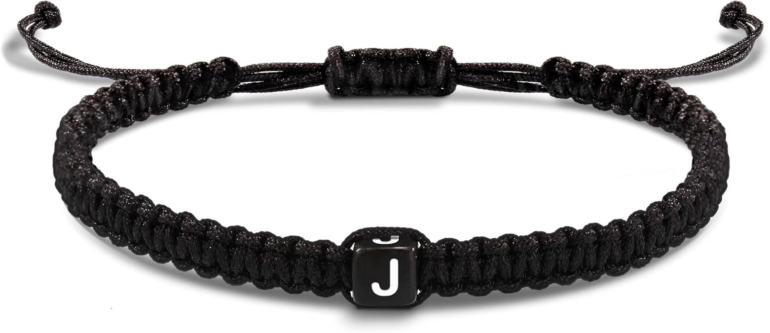 Initial Bracelets for Women Men Gifts for Her Teen Girl Best Friend Birthday Graduation Dainty Braided Bracelets Letter A-Z Charm Adjustable Link Mother's Day Jewelry Mom Christmas Gifts Valentine's Day Jewelry