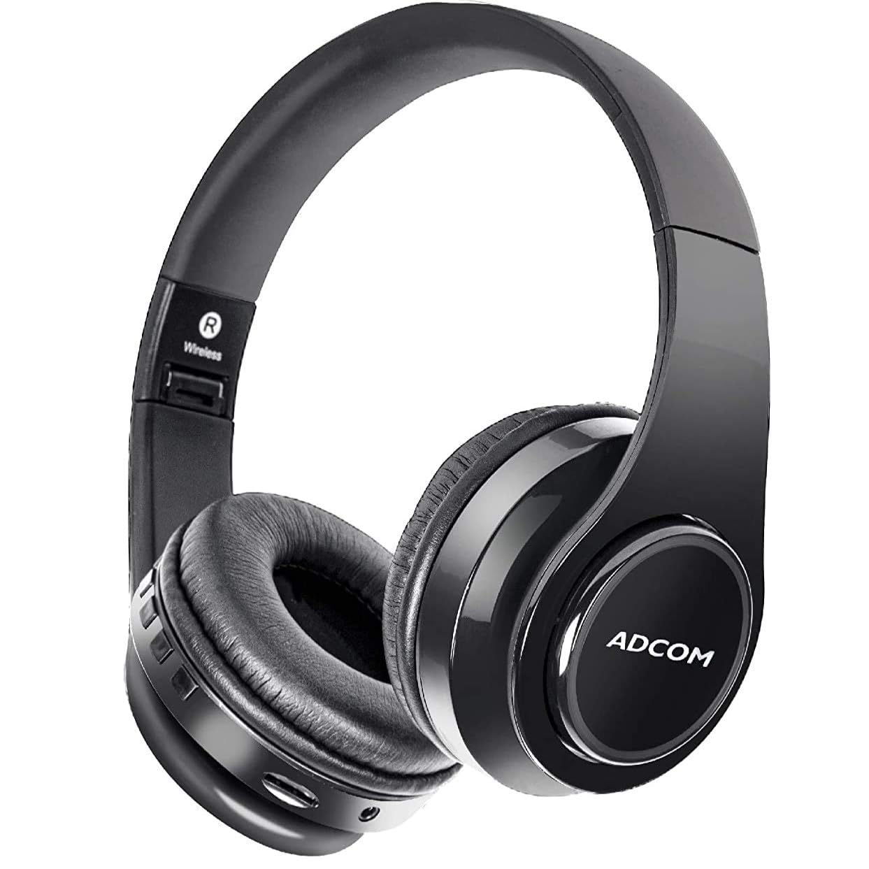 Adcom Luminosa - Wireless Bluetooth Over-Ear Stereo Headphone with RGB LED Lights, 15 Hours Battery Life, Passive Noise Cancellation, Built in Mic, and Equalizer Function (Black)