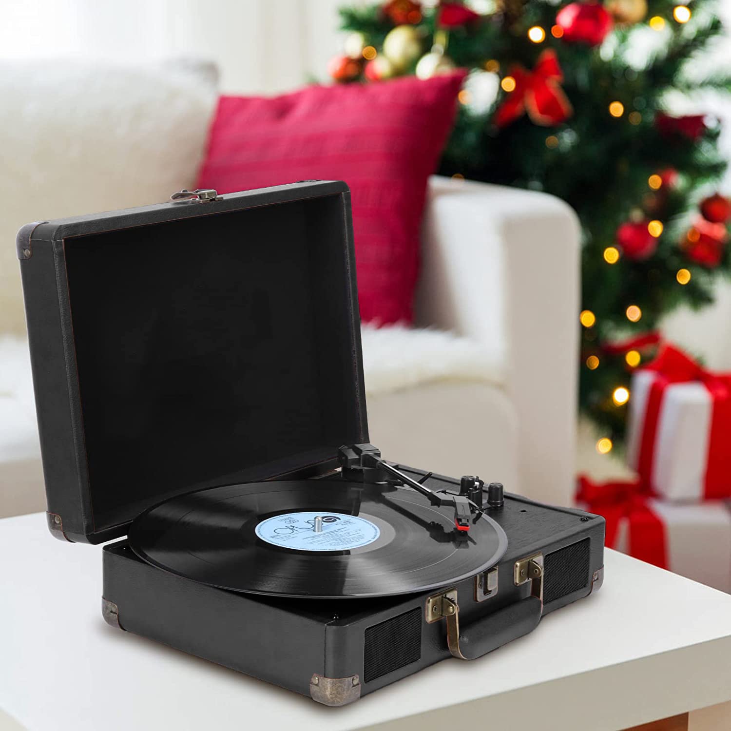 Platenspeler - Bluetooth  In/uit  - LP Speler - Retro Platenspeler Met Speakers Mp3 Speler Auto Stop Functie Aux Bruin 6265840514900