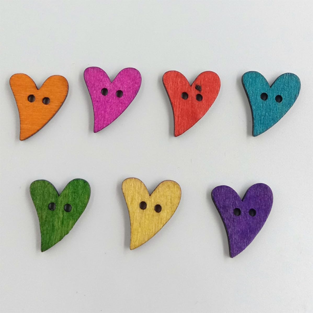100pcs Wooden Buttons DIY Curved Heart Mixed Color Sewing Buttons image 3