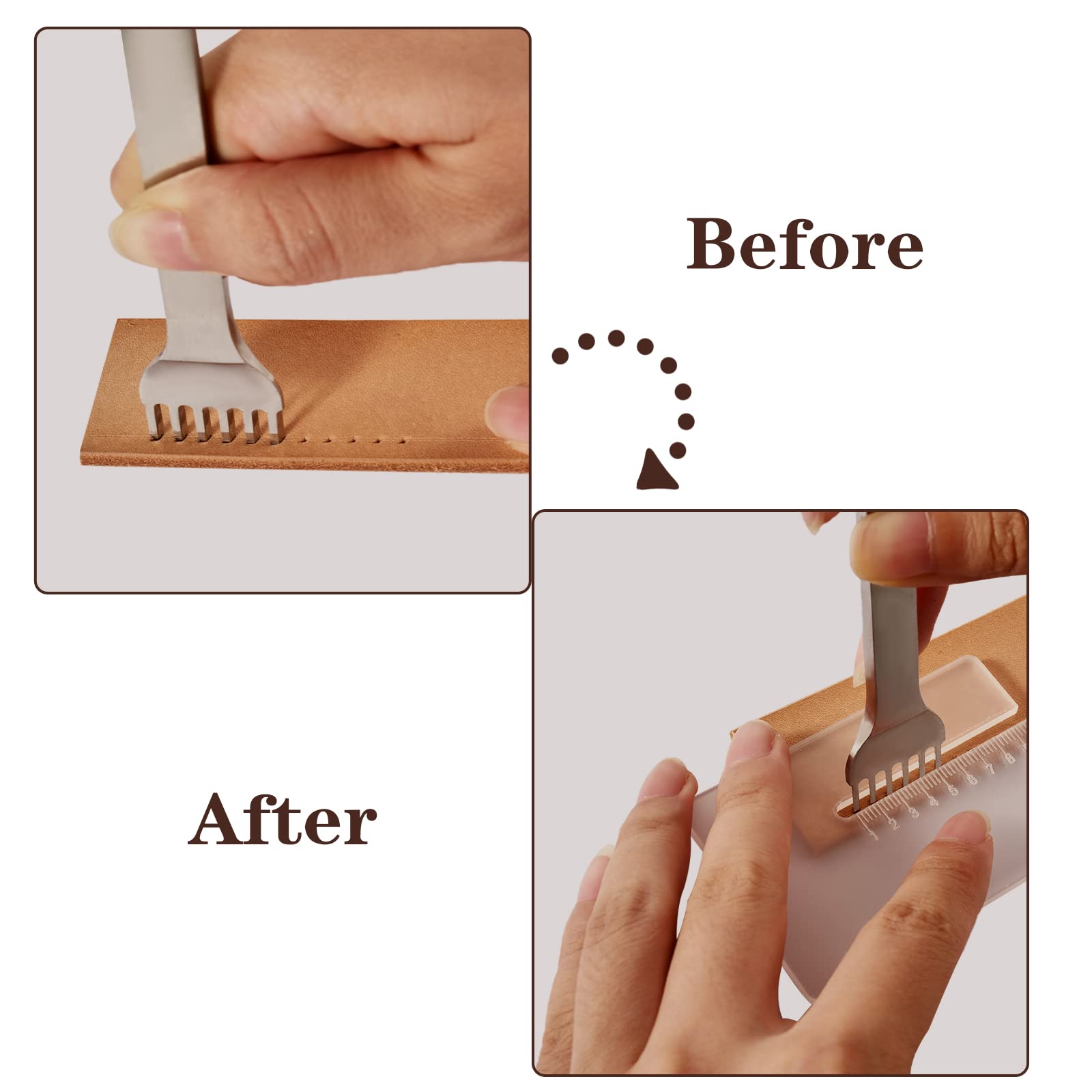 Esamero Leathercraft Tools - 2-Pc Acrylic Stitching Aid Plate & Diamond Chisel For Punching & Perforation - View #7