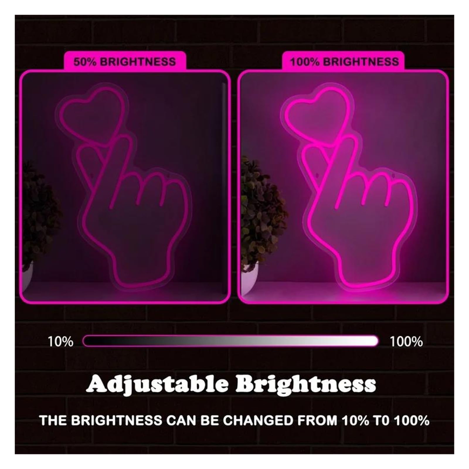 Luz de Diseño de Digital Gesto De Mano Y Corazón Luz LED De Neón Para Decoración De Pared De Casa, Dormitorio, Fiesta, Boda, Lámparas De Noche 40cmx26cm
