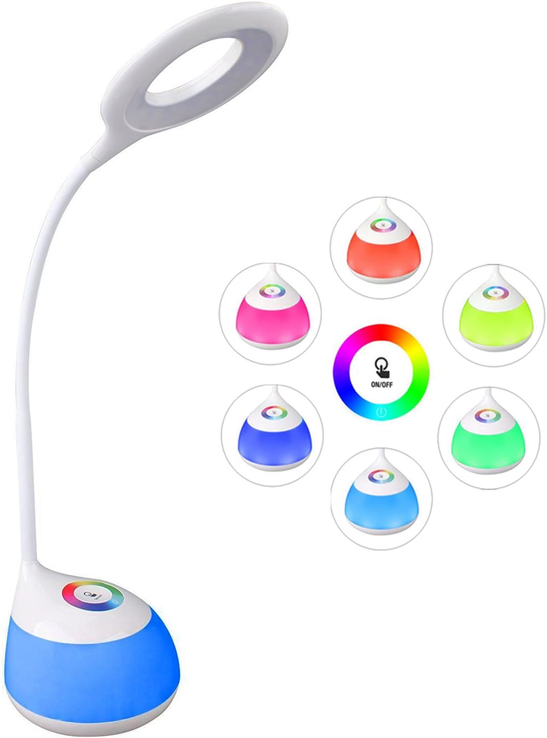 Touch table Lamp, Eye Protection Lamp,DBTech Colorful life style RGB LED Reading Lamp,Night Light,USB Rechargeable Desk Light