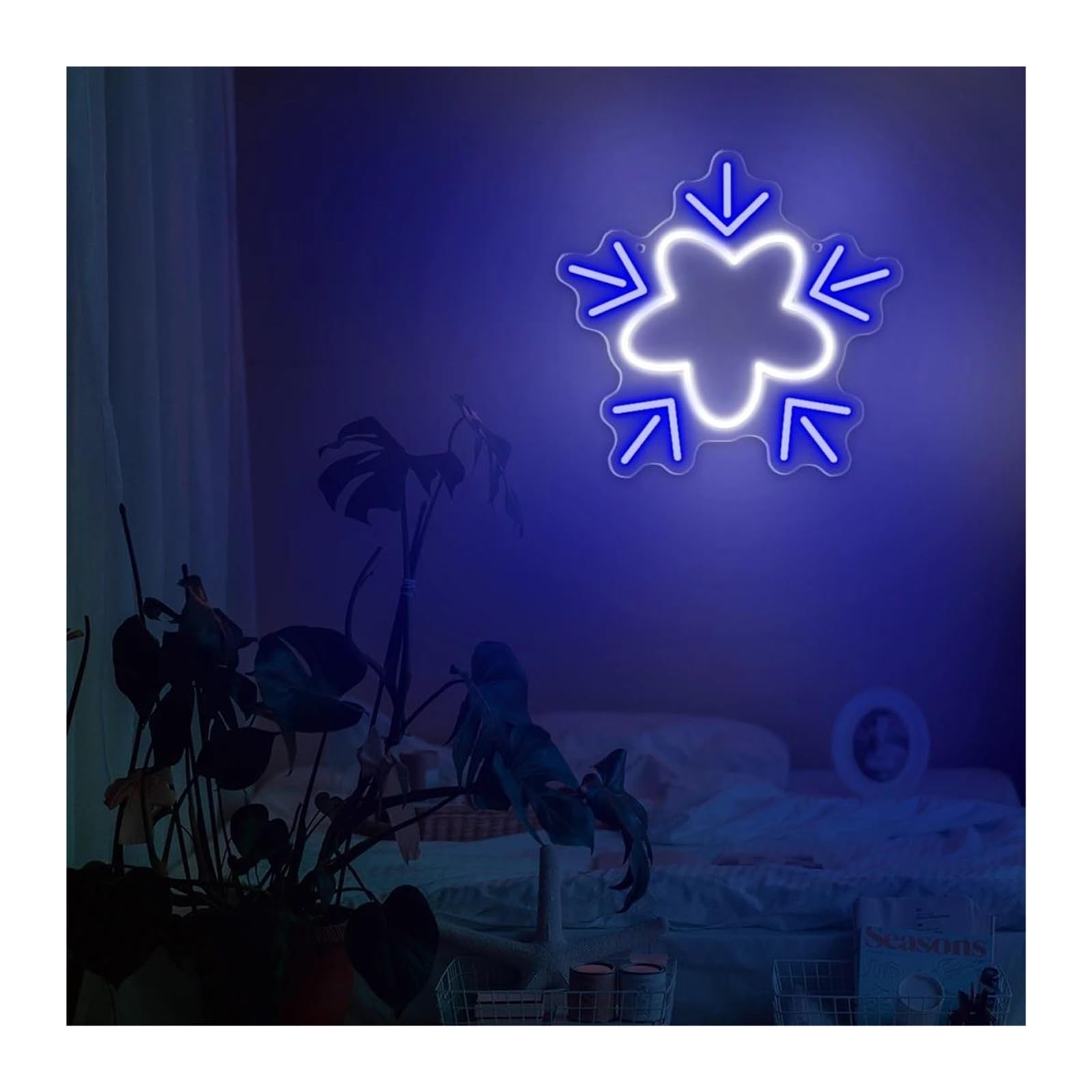 Wiszące neony artystyczne Śnieżynka Neon Light Do Dekoracji Ścian W Domu, Estetyka, Sypialnia, 30x28.3cm