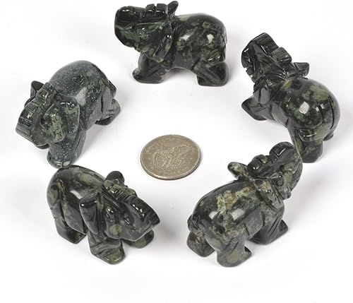 Miniatura 2 de Justinstones Figura de elefante de jaspe Kambaba, decoración de oficina, hogar, reiki, chakra, cristal curativo, guardián, decoración de escritorio,