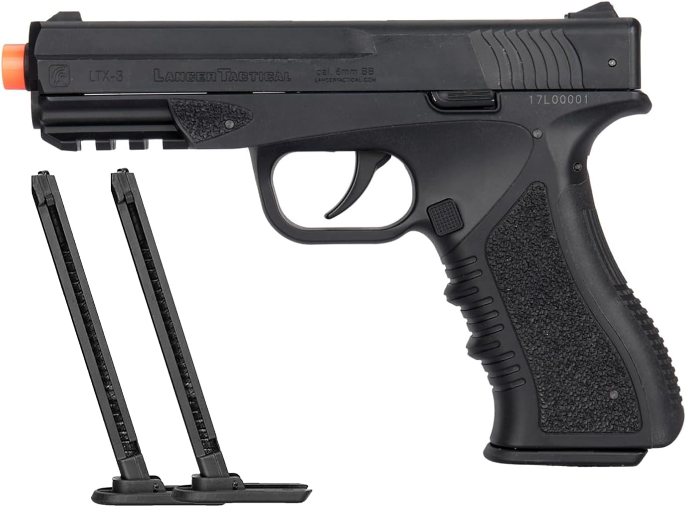 Lancer Tactical Defender G-CO2 Half-Blowback Airsoft Pistol - Black (360 FPS)