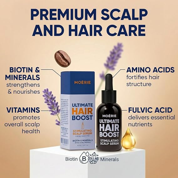 MOERIE Ultimate Hair Growth Serum for Natural Hair Regrowth & Thickening - Anti Thinning & Hair Loss Treatment for Women - Rapid Hair Growth Products - Scalp Oil Alternative - 1.69 fl oz / 50 ml