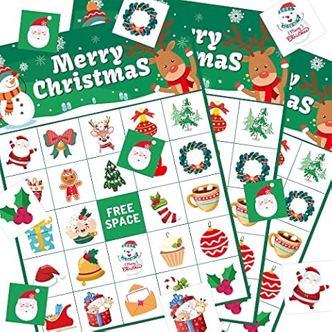 Christmas Games Christmas Bingo Christmas Games for Families Kids 24 Players Christmas Party Games Cover
