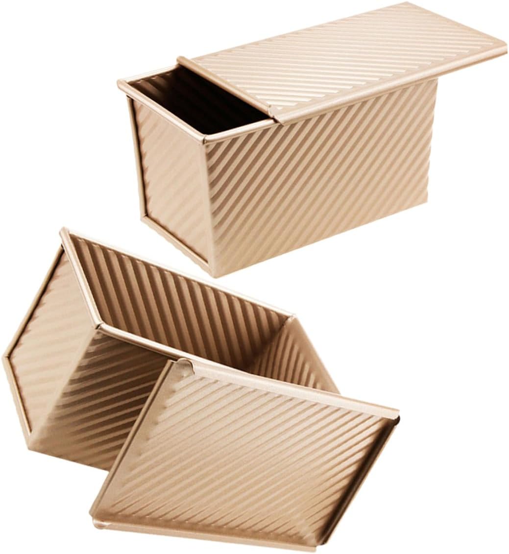 2pcs Non-stick Carbon Steel Loaf Pan with Lid Covered Bread Baking Mold for Oven Toast Bread for Homemade Baking