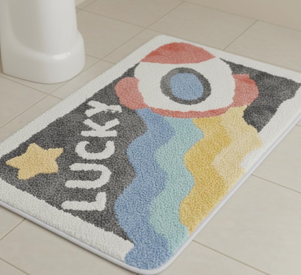 Microfiber Bath Mat Doormat Bedroom Rug Ultra Soft, Anti-Skid Door Entrance Floor Mats for Home Bedroom Living Room Kitchen Office Honor 400 (Lucky Rocket, 16x24 inches, UZ.A2)