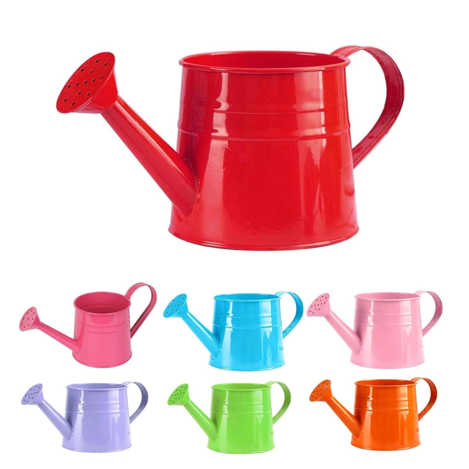 1L Pink Galvanised Steel Watering Can, Vintage Metal Pot