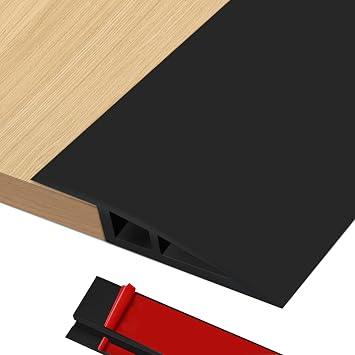 Vinyl Floor-Transition-Strip Self Adhesive Door-Threshold 36 inch, 0.4 Rise Thresholds Ramps for Doorways, Edge-Reducer Vinyl-Transition-Strip for Door/FloorBlack