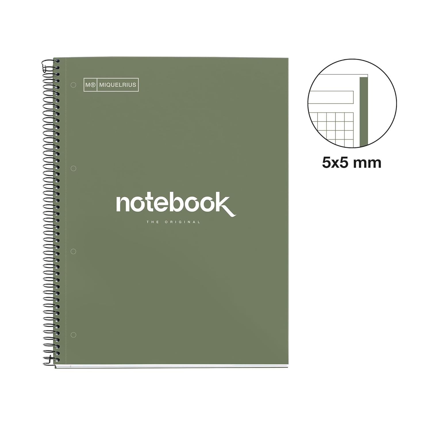 Miquelrius - Pack of 5 A4 Emotions Notebooks, 80 Sheets 90 g/m², 5 x 5 mm Square, 1 Colour Strip, Microperforated Spiral, Extra Rigid Cover, 4 Drills, Intense Colours      Spiral-bound