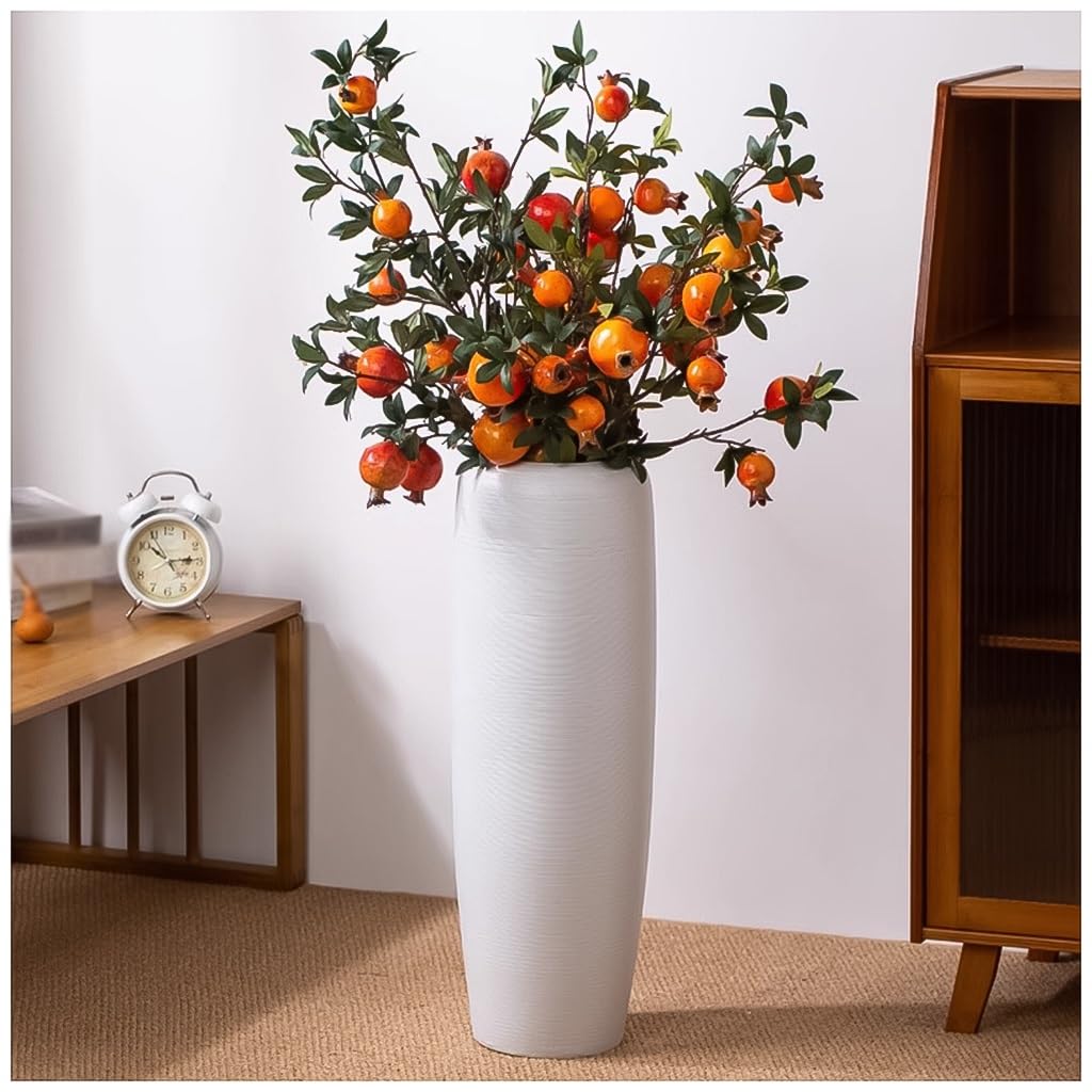 asdchZen Ceramic Tall Vase For Office Or Farmhouse Living Room Decor Large Floor Vase For Flower Arrangements White And Black Vase,White-60cm