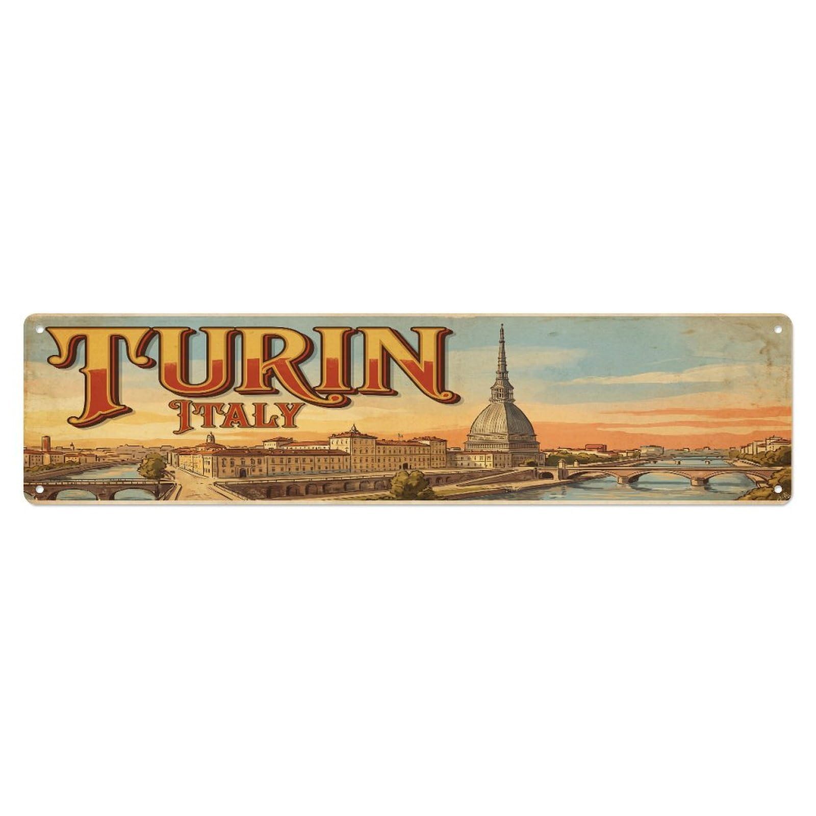 Tgrcjimh Style Metal Tin Sign Retro Travel Italy Turin