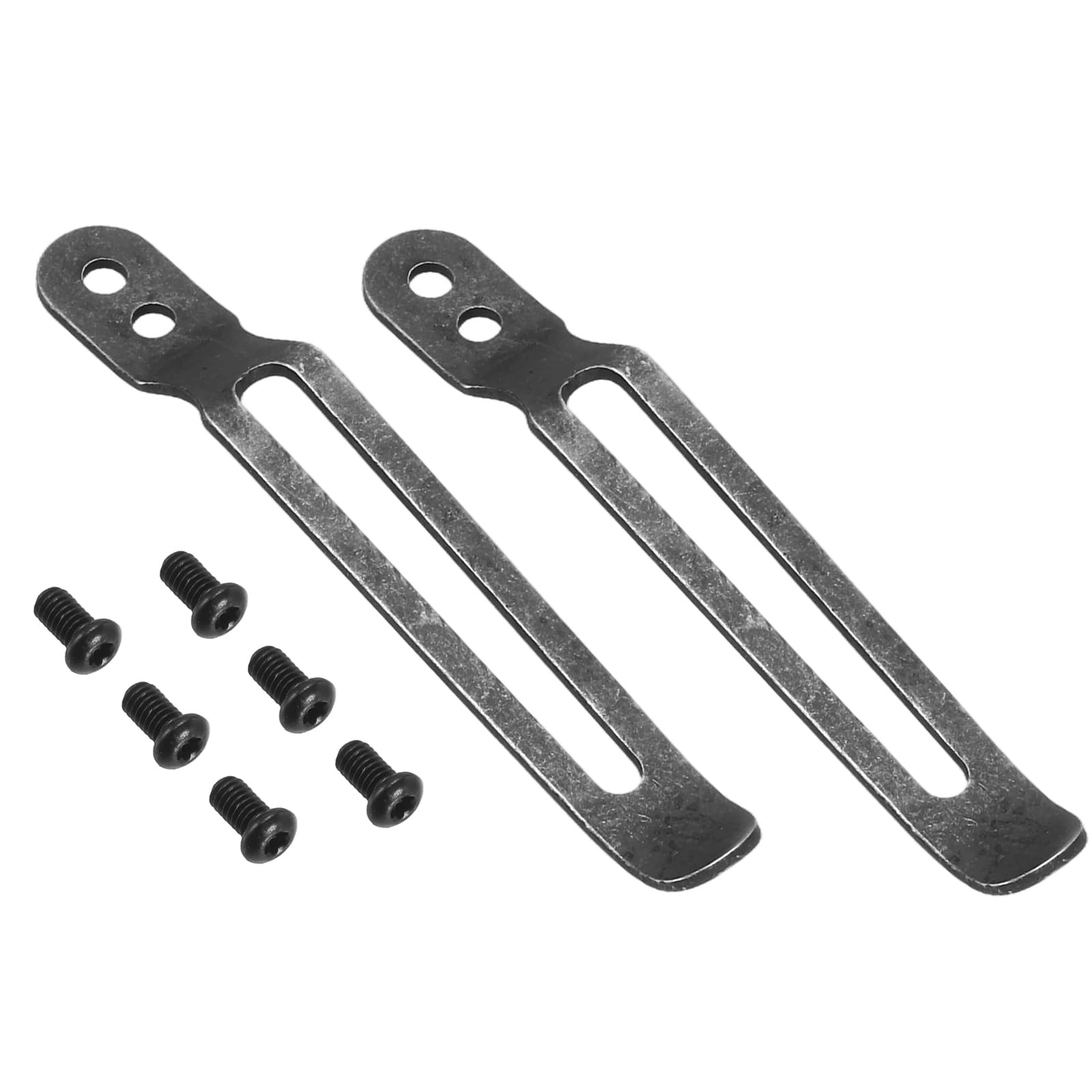 sourcing map 2Set Deep Carry Pocket Clip 2.36"(60mm) Length 420 Stainless Steel Blackening Universal Folding Knife Pocket Back Clip with Screws for Man DIY Knife Repair Replacement Parts, Black