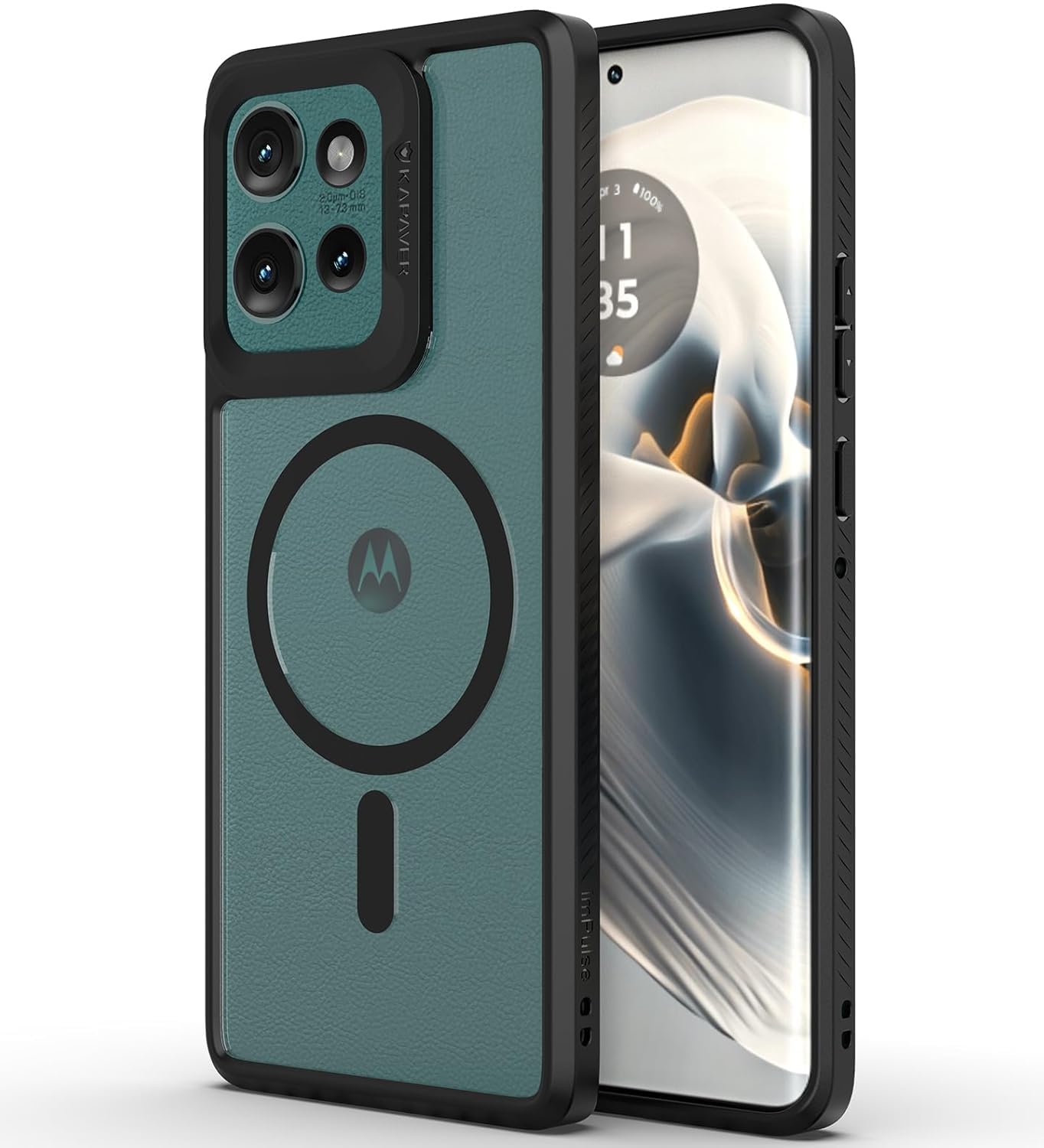 KAPAVER Back Cover Case for Motorola Edge 50 (Mag-X Black) - Image 1