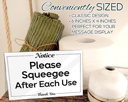 Miniatura 3 de Airbnb Essentials for Hosts Bathroom Signs - 4"x6" Acrylic Sign wMounting Tape - Please Squeegee After Each Use Bathroom Sign Rental Home