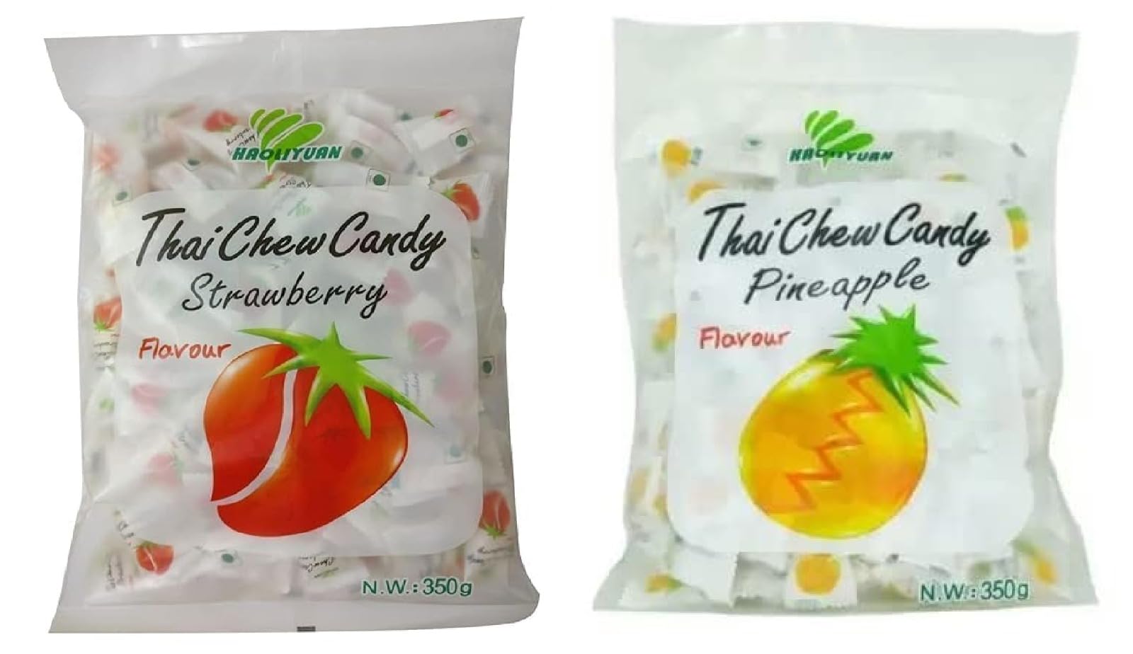 Haoliyuan Thai Chew Candy Smooth And Delicious Strawberry And Pineapple Flavoured Combo Pack 350gm