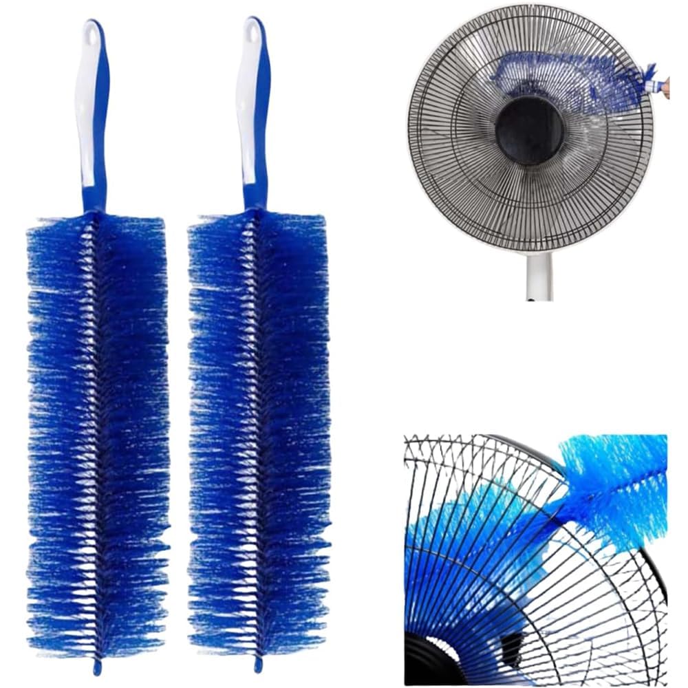 EHOTER Flexible Fan Dusting Brush 2024 Non-Disassembly Fan Cleaning Brush Bendable Fan Cleaner Dust Brush Cobweb Corner Brush Microfiber Duster for Sewer Screen Window Blinds Gaps (Blue*2)