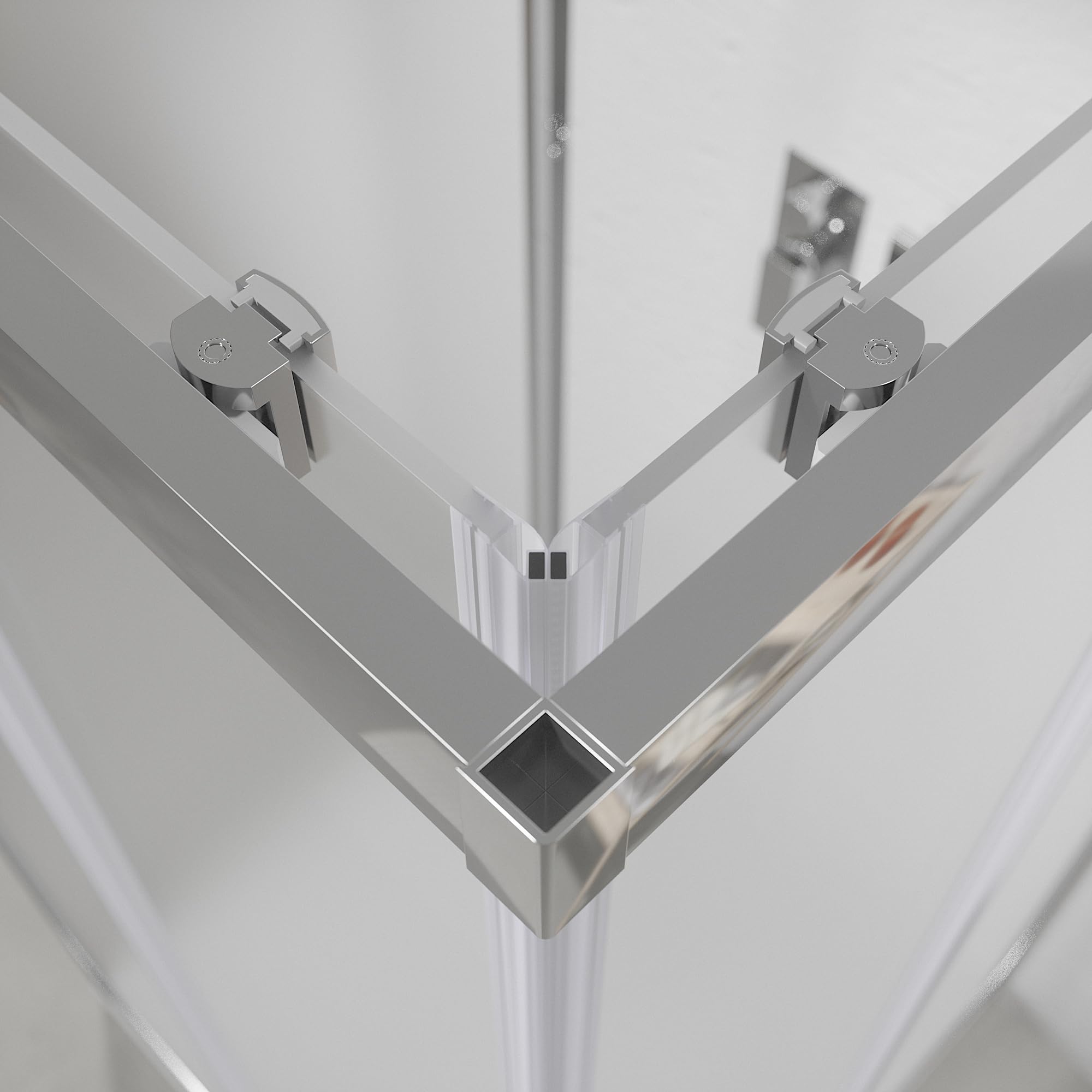 Cabina de ducha cromada de 3 lados 70 x 120 x 70 cm con doble corredera de 190 cm de altura y cristal templado mate de 6 mm perfiles de aluminio cromado modelo Tremiti