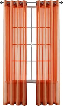 GoodGram 2 Pack Ultra Luxurious High Woven Elegant Sheer Grommet Curtain Panels - Assorted Sizes & Colors Spice, 84 in. Long