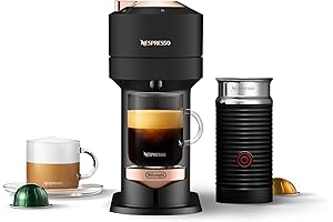 De'Longhi Vertuo Next Black Rose Gold Coffee Machine with Aeroccino Milk Frother