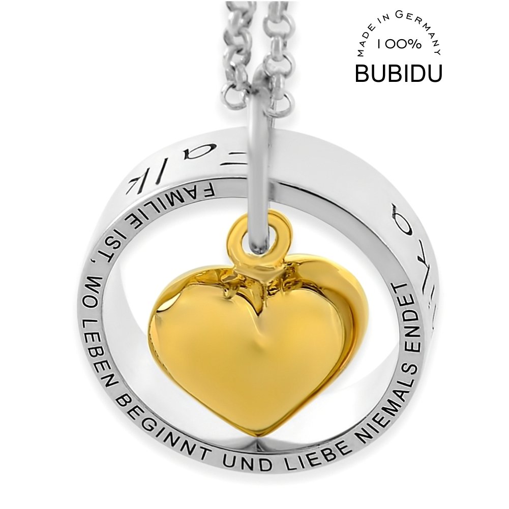 Namenskette Familie Schmuck mit Gravur Familienkette mit Spruch Familie ist 925 Silber Herzkette mit Namen für Mama Oma zum Muttertag | HANDMADE IN GERMANY