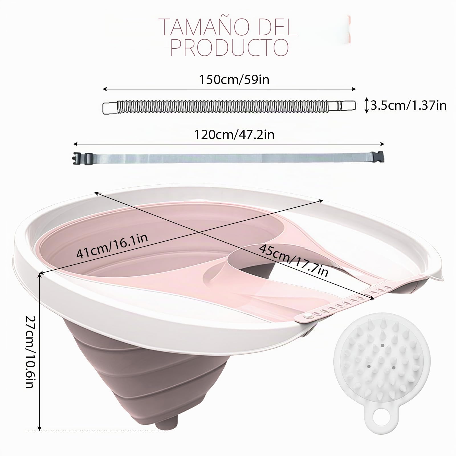 Lavabo de pelo para postrado en cama, lavamanos de pelo plegable, lavacabezas portátil para postrados en cama, lavado de pelo en la cama para mujeres embarazadas y personas con cepillo de