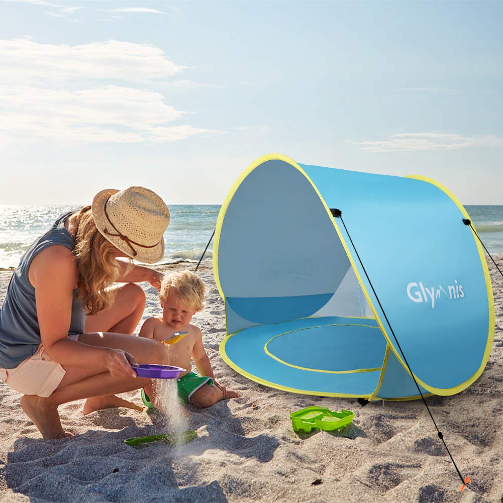 Glymnis Tente de plage pour bébé avec protection UV UPF 50+ Sun Shade Shelter pour bébé 0-3 ans