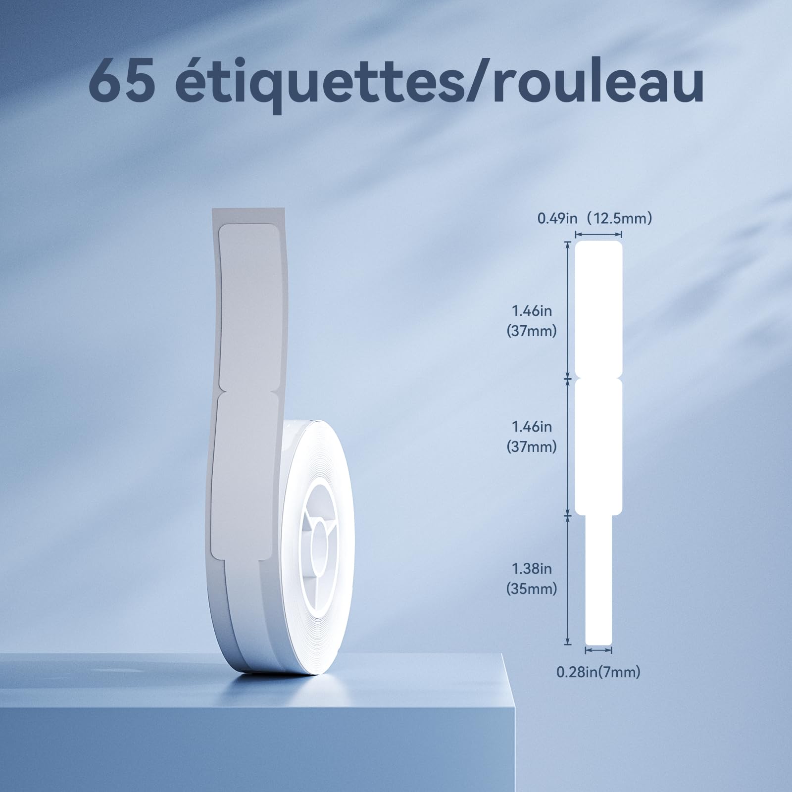 NIIMBOT Câble Étiquette pour D110 D11 D101 H1S Imprimante, 12.5x109mm, auto-adhésif, imperméable, résistant à la déchirure