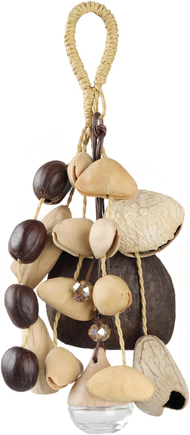 African Natural Cacho Seed Rattle with Aroma Pendant Hand Percussion Gifts, Musical Instruments Bag Charm Car Decor Home Decoration Chacha, Pala, Panji, Kasika, Salin (Mixed Nutshells)