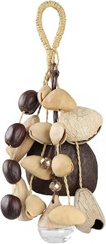 African Natural Cacho Seed Rattle with Aroma Pendant Hand Percussion Gifts, Musical Instruments Bag Charm Car Decor Home Decoration Chacha, Pala, Panji, Kasika, Salin Mixed Nutshells
