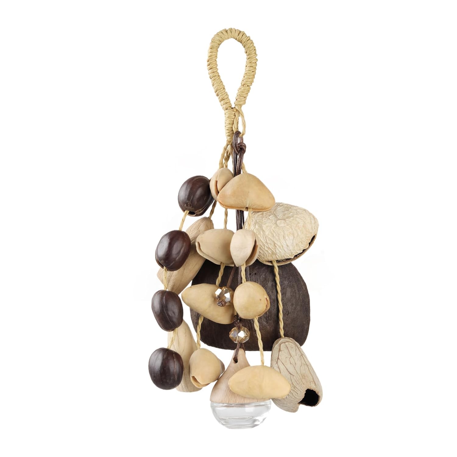 African Natural Cacho Seed Rattle with Aroma Pendant Hand Percussion Gifts, Musical Instruments Bag Charm Car Decor Home Decoration Chacha, Pala, Panji, Kasika, Salin (Mixed Nutshells)
