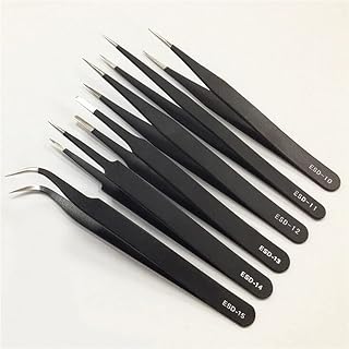 Tweezer set 6Pcs Anti-static Stainless Steel Tweezers Maintenance Tools Industrial Precision Curved Straight Tweezers Repair Tools Best tweezers