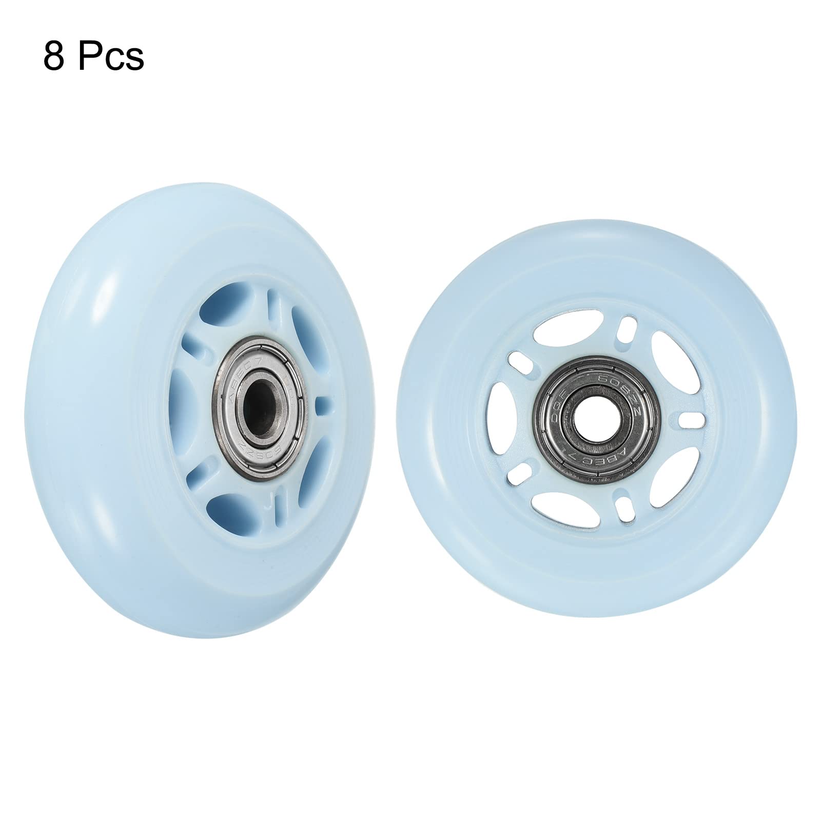 PATIKIL Lot de 8 roues de patins à roulettes en ligne avec roulements, 70 mm OD 82A, accessoires de rechange pour patins à roulettes à une rangée, intérieur ou extérieur, bleu