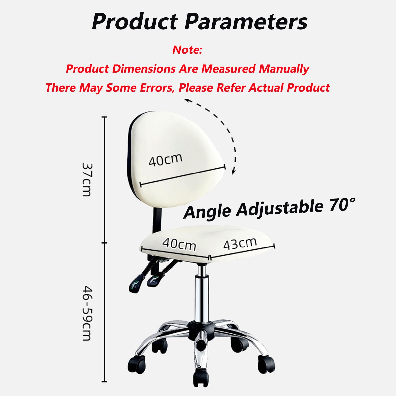 Sgabello girevole ergonomico per sedia da assistente dentale, sgabello dentale con schienale e altezza regolabili per studio, sala studio, laboratorio, banco, medico, A3