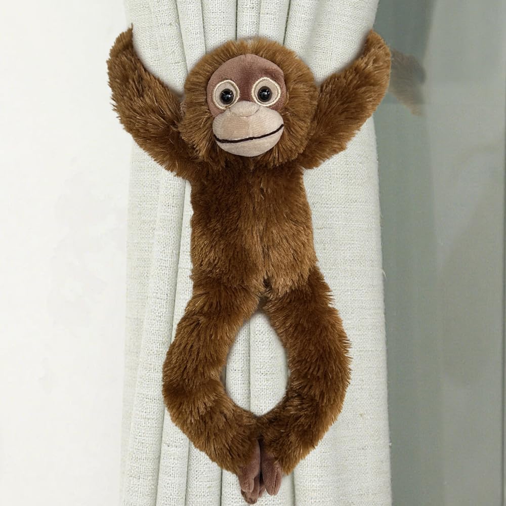 Hanging Orangutan Stuffed Animals,2pcs Chimpanzee Orangutans Plush Toys Curtain Buckle for Decoration,20 inches Chimpanzee Stuffed Jungle Animals for Kids(Two Gorillas)