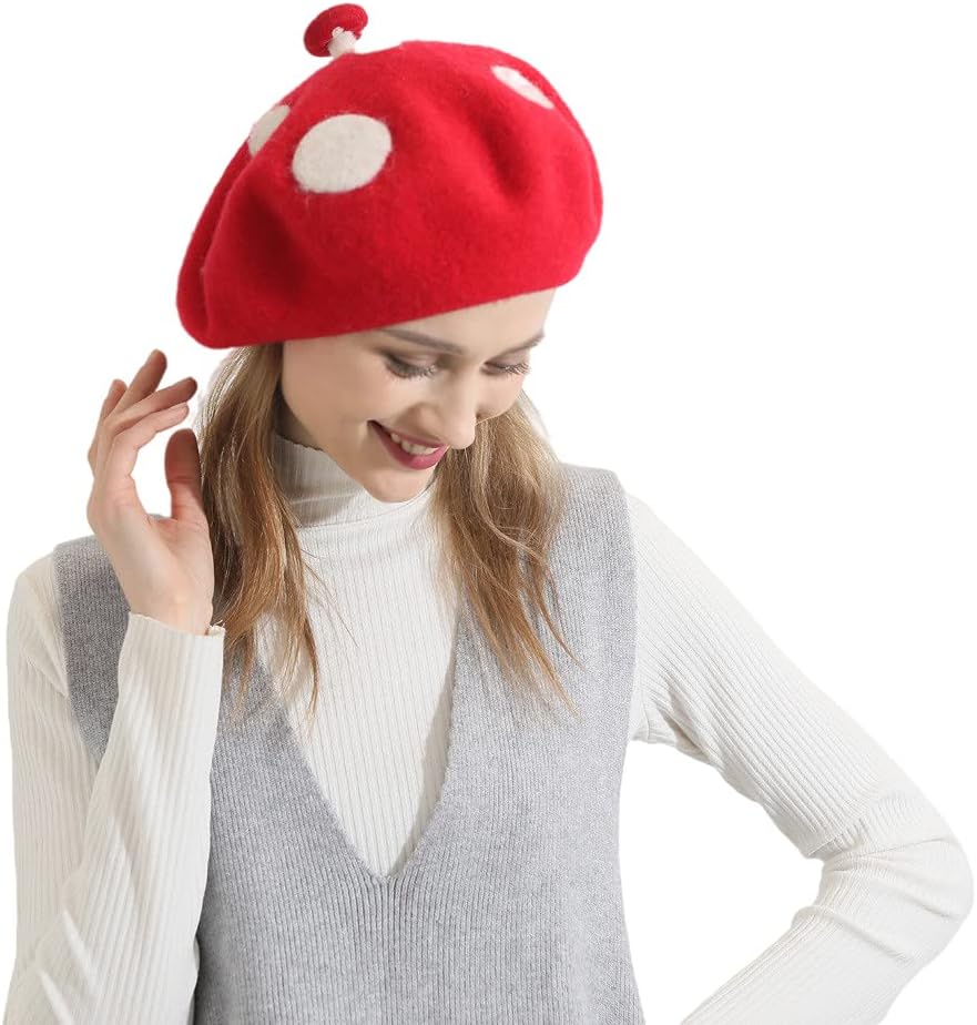 Casual Wool Beret Hat Classic French Artist Beanies Handmade Cap for Women - Image 2