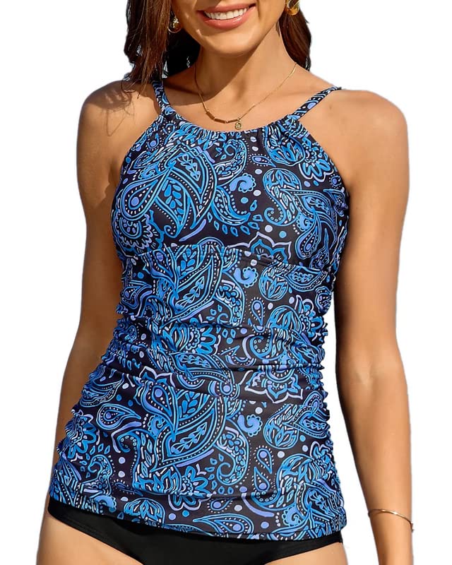 Charmo Women's Tankinis Top Only Adjustable Straps Swimsuit Top Bathing Suit Top UPF50+ Swimming Costume