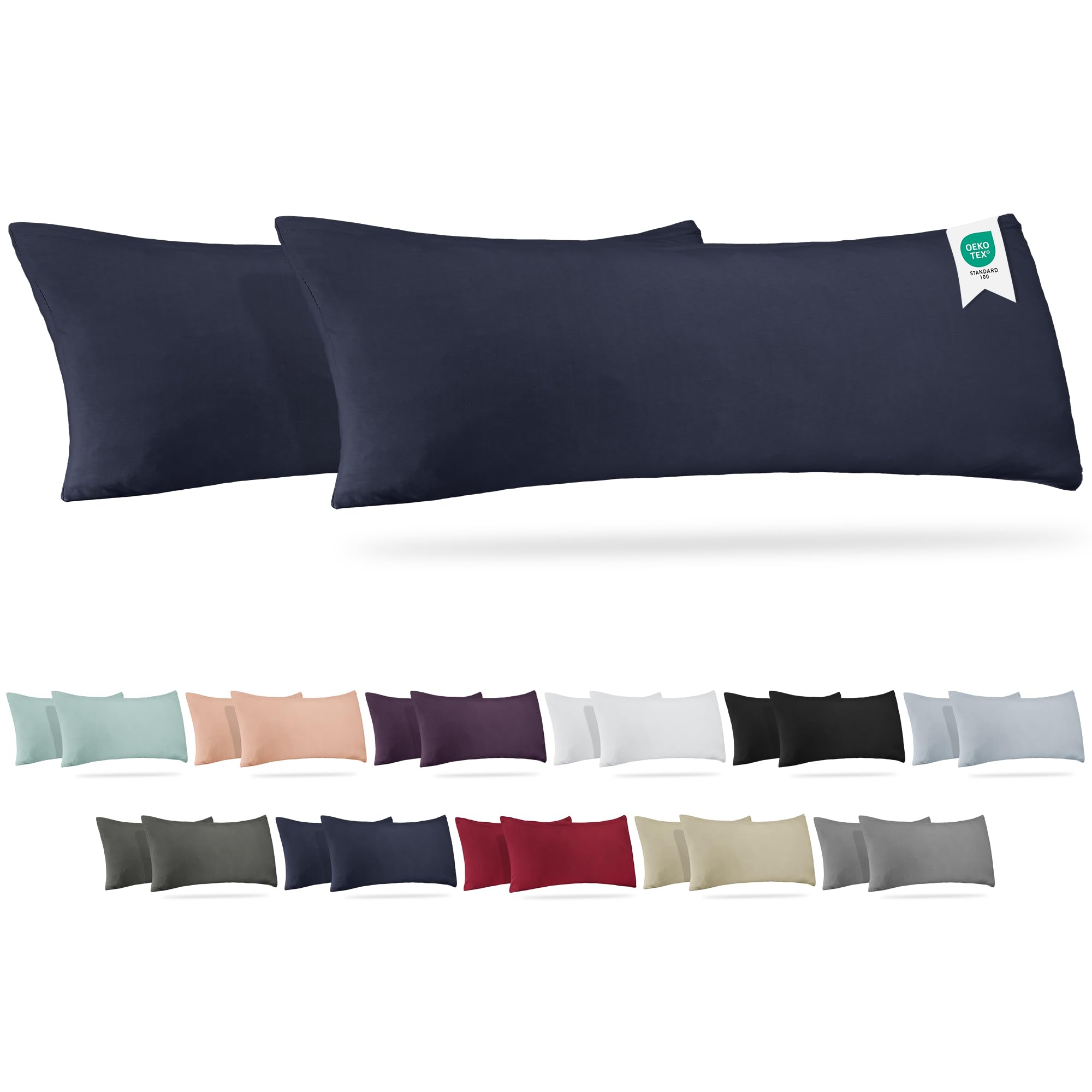 Barbons Kissenbezug 2er Set – Kopfkissenbezug 100% Jersey Baumwolle weiche Kissenbezüge Kissenhülle mit Reißverschluss
