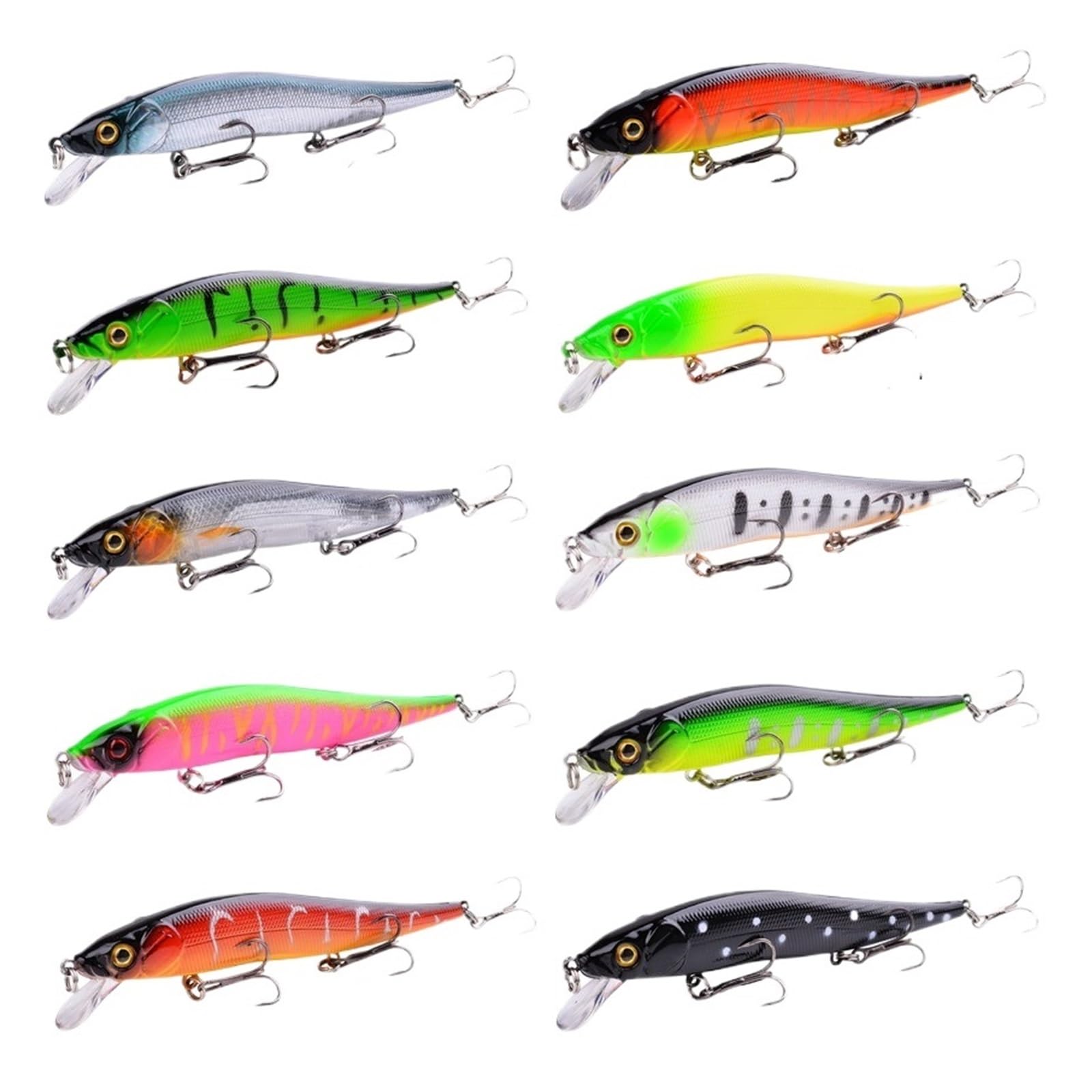 INEOUT 10 Sztuk/partia Długi Minnow Fishing Lure 13cm 15g Pływający Twardy Wobbler Crankbait 3D Oczy Sztuczna Przynęta Pstrąg Szczupak Wędkarstwo Karpiowe